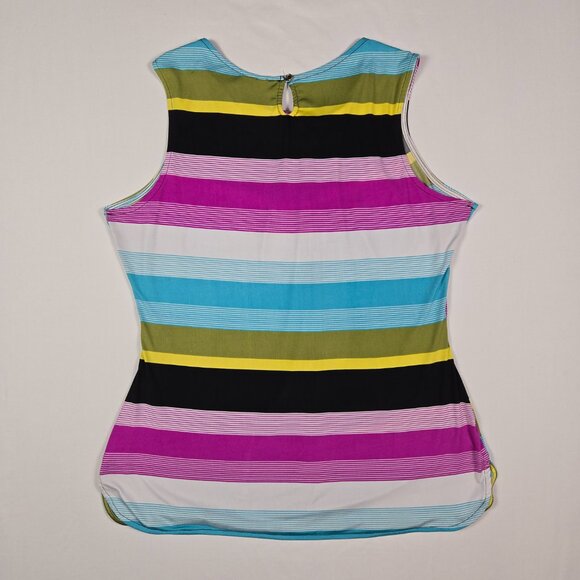 Worthington Multicolor Striped Sleeveless Blouse Summer Brights Size L‎ - Picture 4 of 9